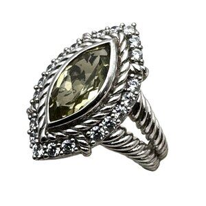 Judith Ripka Womens Ring Sterling Silver Lemon Quartz Gemstone Size 9